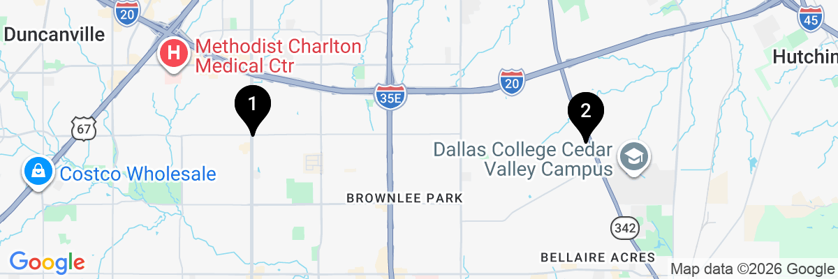 Map showing facility locations