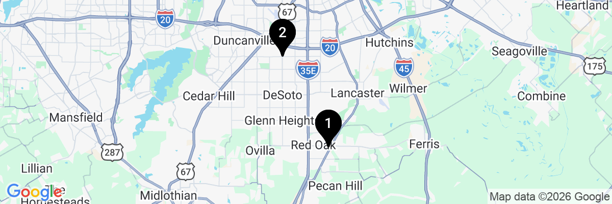 Map showing facility locations