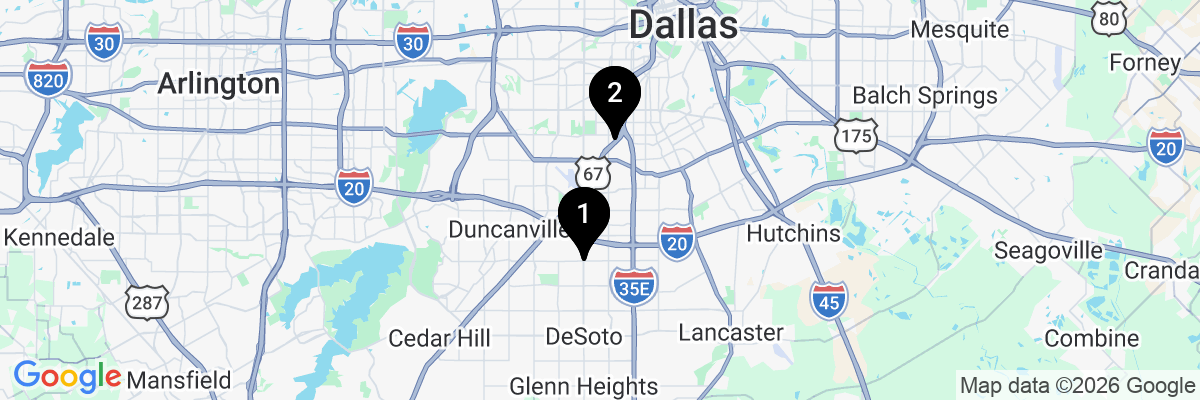 Map showing facility locations