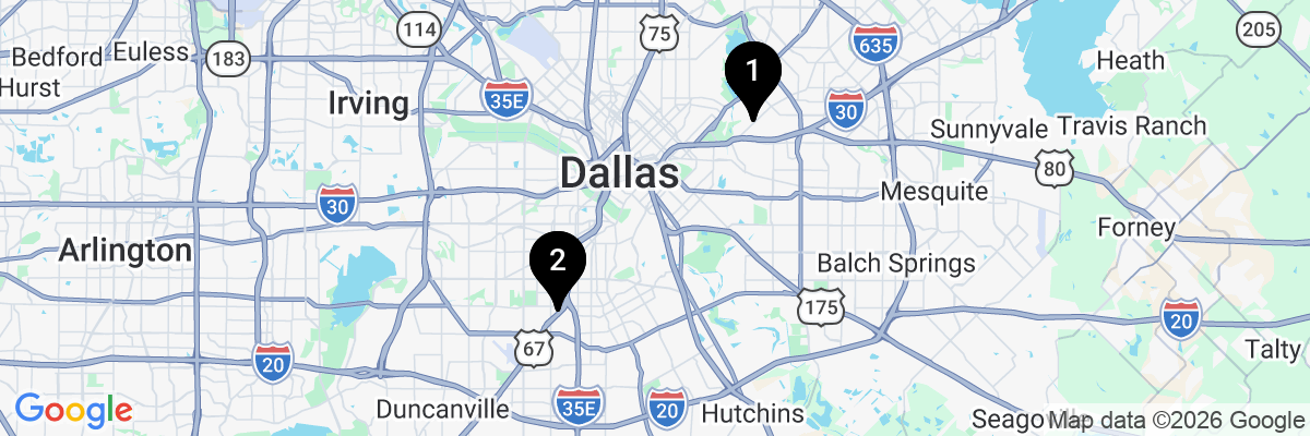 Map showing facility locations