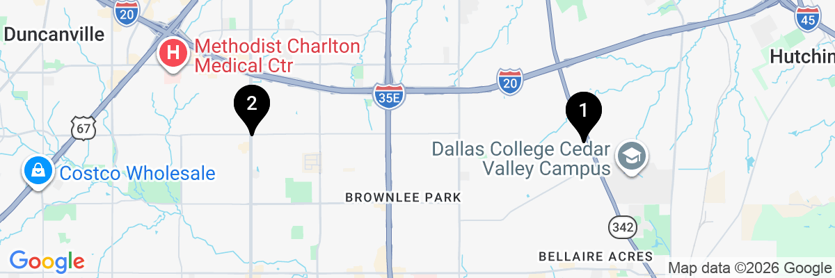 Map showing facility locations