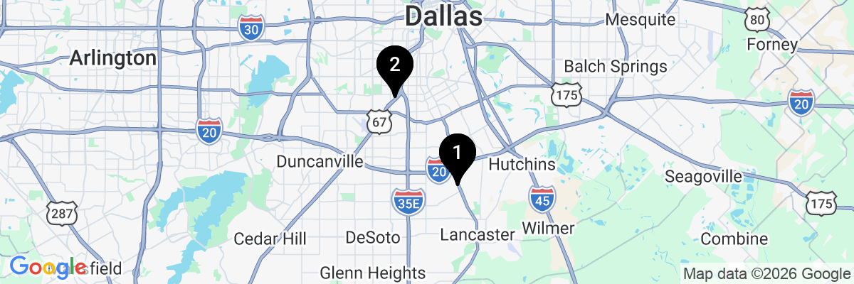 Map showing facility locations