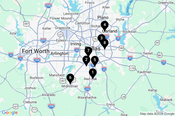 Map showing facility locations
